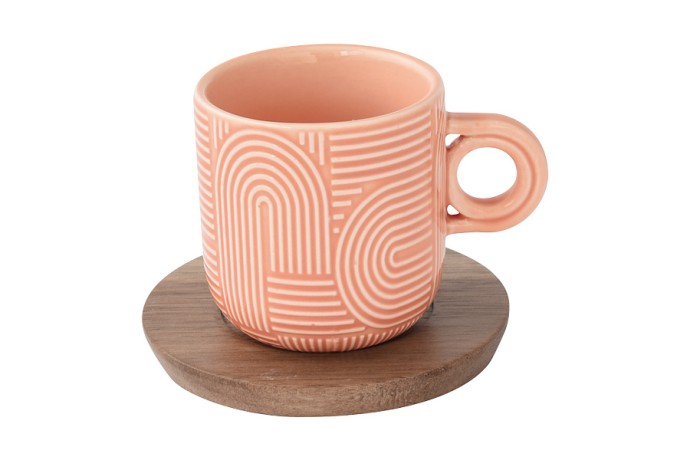 Набор из 4-х чашек Радуга, коричневая, бежевая, белая и персиковая, 0,11 л. Easy Life