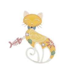 Брошь Кошка с рыбкой XZ0864.13 BR/S Shadore
