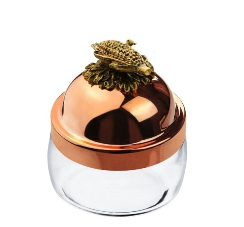 Банка под сыпучие продукты, 420 мл. "Кукуруза" с медной крышкой