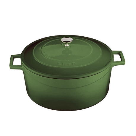 Кастрюля круглая. цвет зеленый, Ø 24 см. чугун. эмаль 3 слоя. Lava