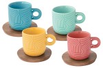 Набор из 4-х чашек Радуга, мятная, морская волна, красная и жёлтая, 0,11 л. Easy Life