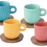 Набор из 4-х чашек Радуга, мятная, морская волна, красная и жёлтая, 0,11 л. Easy Life