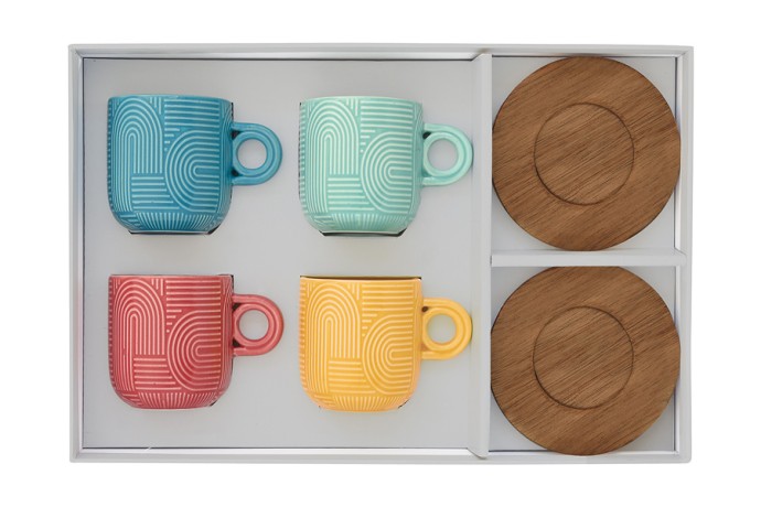 Набор из 4-х чашек Радуга, мятная, морская волна, красная и жёлтая, 0,11 л. Easy Life