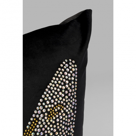 Подушка Butterfly, 45х45х8, Бархат, Хлопок, Стекло, Черный