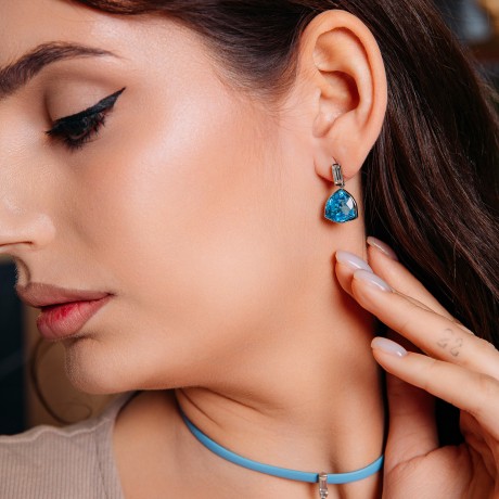 Серьги Aquamarine A2110SW-E04.22 BL/S Fiore Luna 	