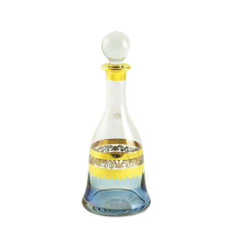 Графин 1 л. H30 см. ADRIATICA, хрусталь голубой/декор золото 24К/платина