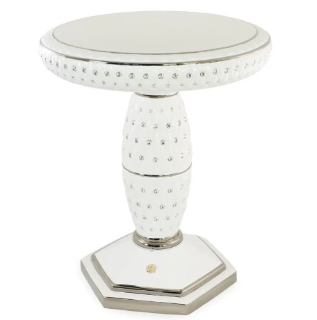 Столешница круглая, 72 см. (без колонны) SIDNEY, керамика, swarovski, белый