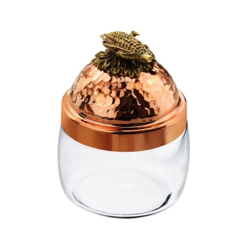 Банка под сыпучие продукты, 500 мл. "Кукуруза" с медной кованой крышкой