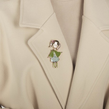 Брошь Девочка в манто XZ0989.22 BL/G Shadore