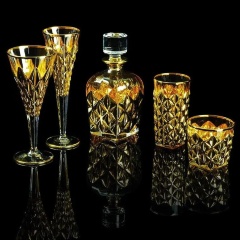 Стаканы, 350 мл. GOLDEN DREAM, набор 6 шт, хрусталь/золото 24К