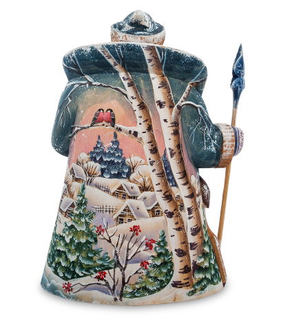 РД- 71 Фигурка Дед Мороз с оленем (Резной) 26см