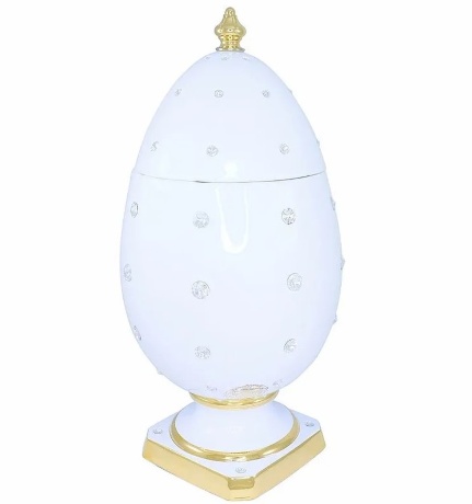 Сувенир яйцо, 26х52 см. EMOZIONI, керамика, белый, swarovski