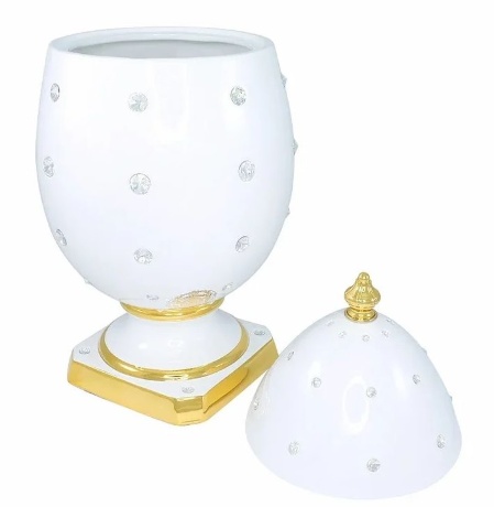 Сувенир яйцо, 26х52 см. EMOZIONI, керамика, белый, swarovski