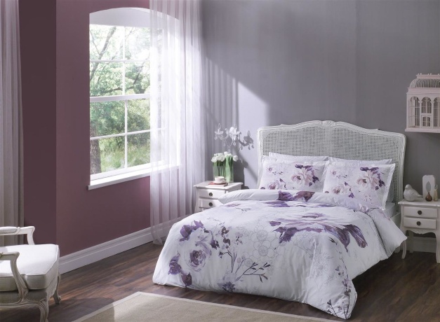 Комплект постельного белья TAC SATIN, 1,5 сп. Davina, сиреневый