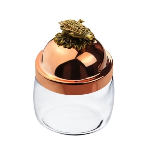 Банка под сыпучие продукты, 500 мл. "Кукуруза" с медной крышкой