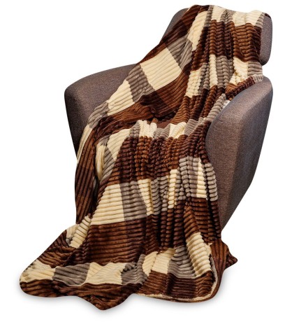 ЯЛ-14-06/6 Плед бежево-коричневый "Клетка"