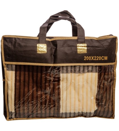 ЯЛ-14-06/6 Плед бежево-коричневый "Клетка"