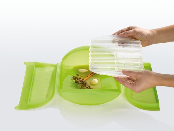 Конверт для запекания Семейный Lekue с поддоном, 3-4 порции, салатовый