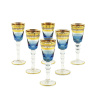 Набор рюмок из 6 шт. ADRIATICA, хрусталь голубой/декор золото 24К/платина