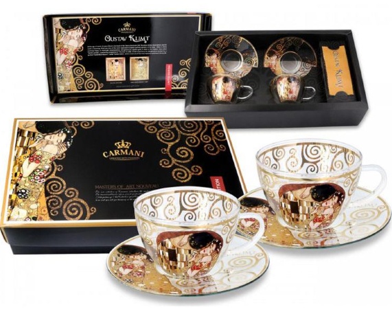 Набор из 2-х чашек с блюдцами, Поцелуй (Г.Климт), 250 мл. Carmani