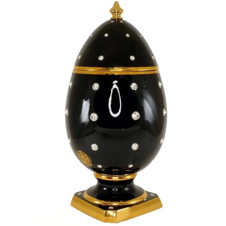 Сувенир яйцо 26х52 см. EMOZIONI, керамика, черный, swarovski