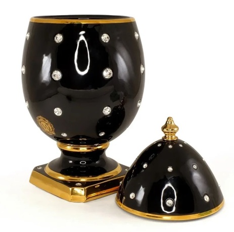 Сувенир яйцо 26х52 см. EMOZIONI, керамика, черный, swarovski