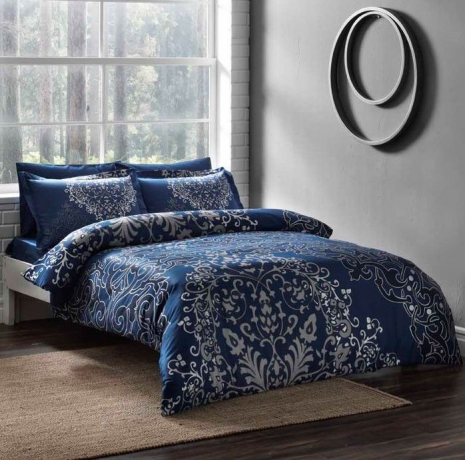 Комплект постельного белья TAC SATIN, 1,5 сп. Fabia, синий