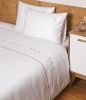 Комплект постельного белья "BALLET," сатин, 140x205+90x200x30+50х70 см. белый/золотой