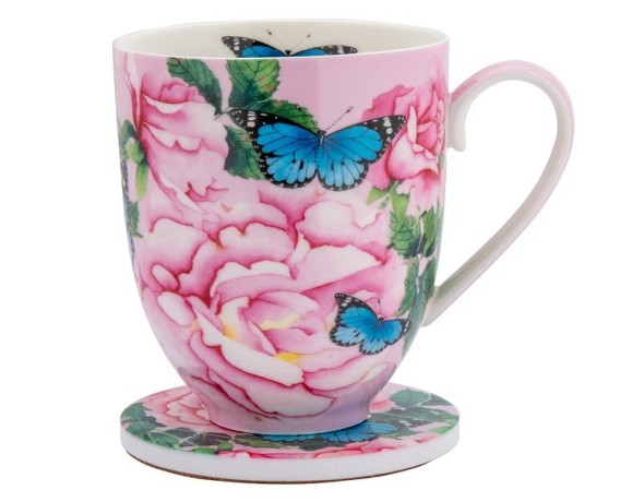 Кружка с подставкой Розы, 0,4 л. Maxwell & Williams