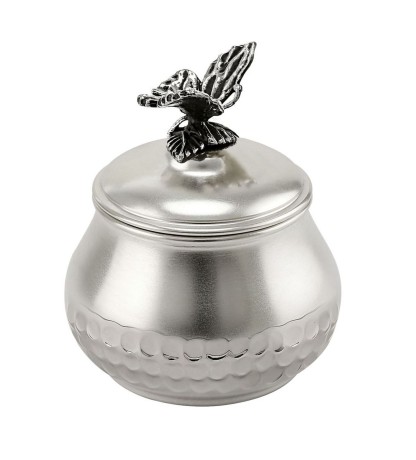 Сахарница "Бабочка" малая медная кованая посереб.