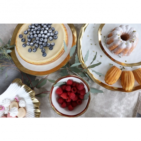 Тарелка Bell, 38х3х37 см. Фарфор, Золотой, Белый