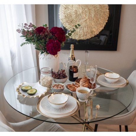 Тарелка Bell, 38х3х37 см. Фарфор, Золотой, Белый