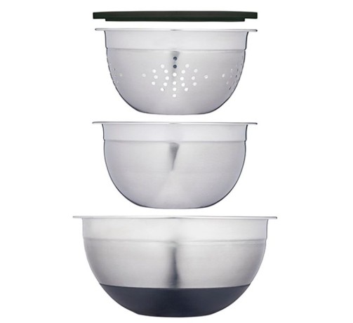 Набор кухонных принадлежностей MasterClass 3 пр.(миска (23,5 см), дуршлаг (18 см), миска с крышкой Kitchen Craft