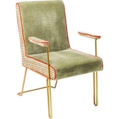 Кресло Aunt Betty, коллекция "Тетушка" 60*89*78, Бархат, Нержавеющая сталь, МДФ, Пенополиуретан, Зеленый