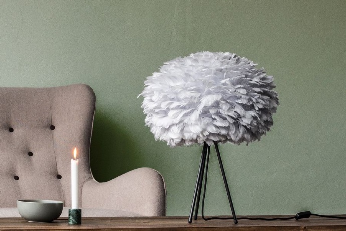 Плафон из перьев Eos mini light grey, 35х20 см. Umage