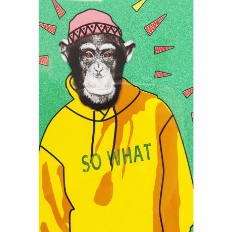 Картина в рамке Gangster Monkey, коллекция "Обезьяна-Гангстер" 38*49*4, Бумага, МДФ, Сосна, Стекло, Мультиколор