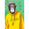 Картина в рамке Gangster Monkey, коллекция "Обезьяна-Гангстер" 38*49*4, Бумага, МДФ, Сосна, Стекло, Мультиколор