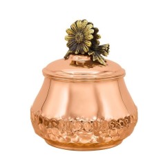 Сахарница &quot;Ромашка&quot; малая медная с луж. с чернью кованая