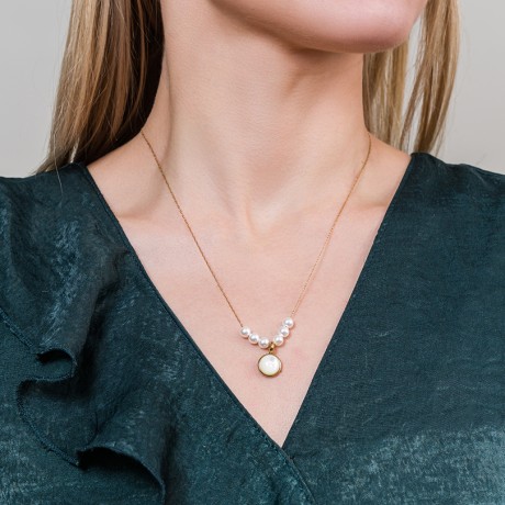 Колье SHELL WHITE BP03172-1 BW/G Fiore Luna