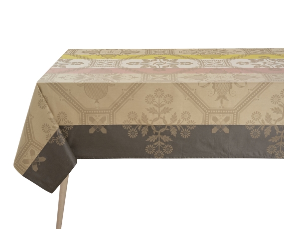 Скатерть с покрытием, 175х250 см. 100% хлопок, беж, HACIENDA Le Jacquard Francais