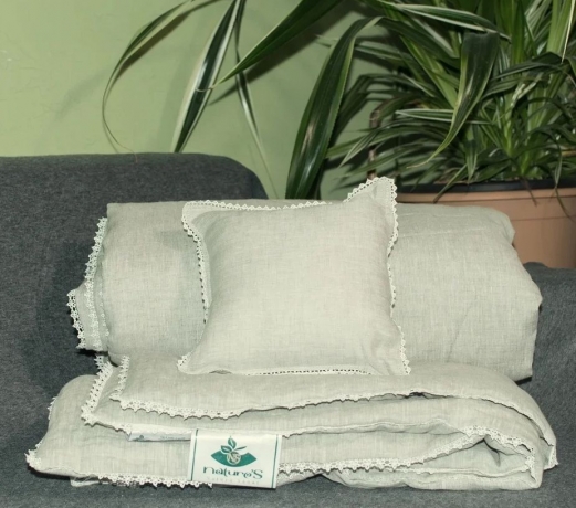 Одеяло легкое, с хлопковым волокном и чехлом из натурального льна "Дивный лен", 140х205 см. Natures