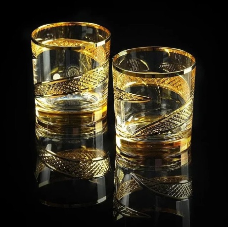 Стаканы, 300 мл. IDALGO для виски, набор 2 шт, хрусталь янтарный