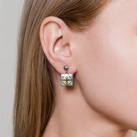 Серьги ENAMEL BLUE Fiore Luna