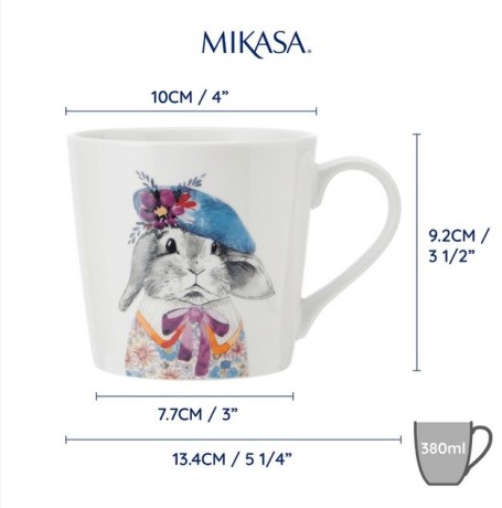 Кружка фарфоровая Mikasa Tipperleyhill с принтом кролика, 380 мл. Kitchen Craft