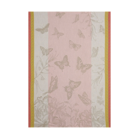 Полотенце для посуды, 60х80 см. 100% хлопок, розовое, JARDIN DES PAPILLONS Le Jacquard Francais