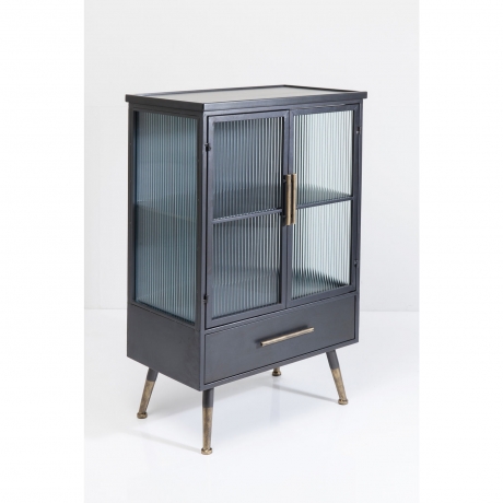 Шкаф-витрина La Gomera, коллекция "Ла Гомера" 65*105*38, МДФ, Сталь, Стекло, Черный