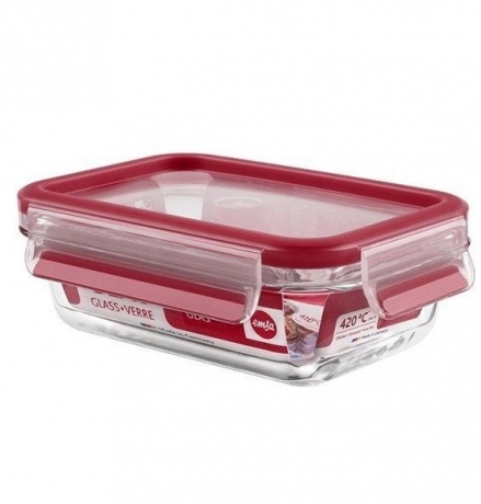 Контейнер прямоугольный, 0,45 л. CLIP&CLOSE GLASS Emsa