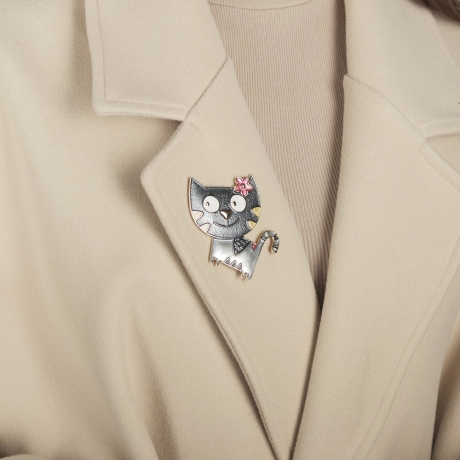 Брошь Весёлый кот XZ0867.16 G/G Shadore