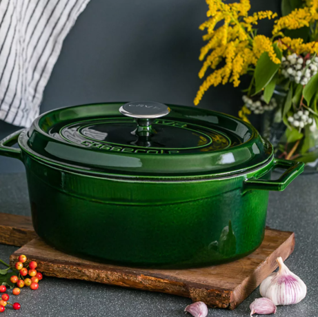 Кастрюля овальная, зеленый Lava