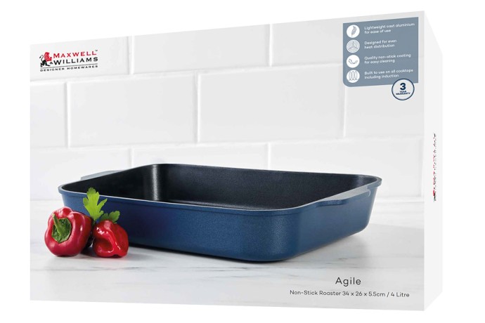 Форма для запекания Agile, синяя, 34x26x5,5 см. Maxwell & Williams